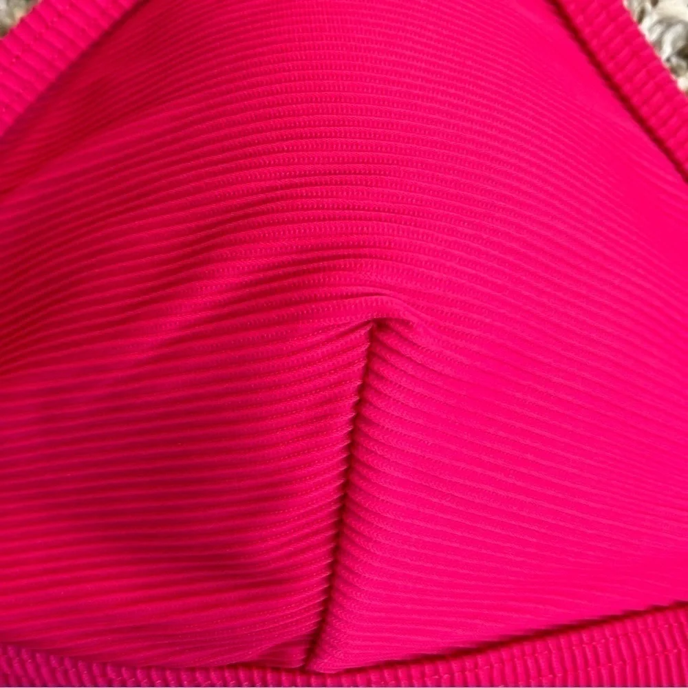 NWT J. Crew Ribbed Triangle Bikini Top Wild Hibiscus Pink Sz XXL